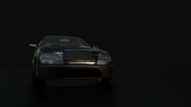 Modern sedan car on the dark background