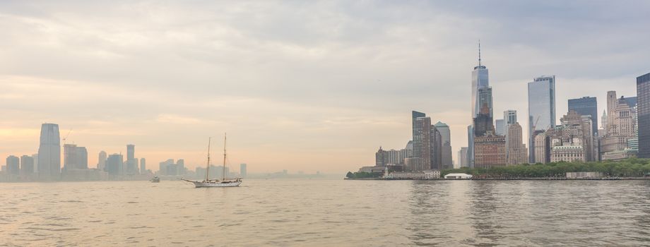 Panoramic view of Lower Manhattan and Jersey City, New York City, USA