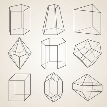 Set of geometric crystals. Geometric shapes.