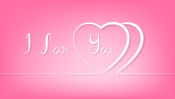 Abstract couple line heart on pink background.