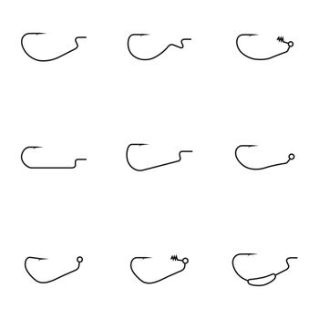 Set of different offset hooks, vector illustration.