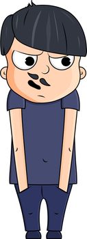 Cute cartoon young man with paranoid emotions. Vector illustration
