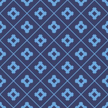 Blue Ethnic geometric seamless pattern on dark blue background