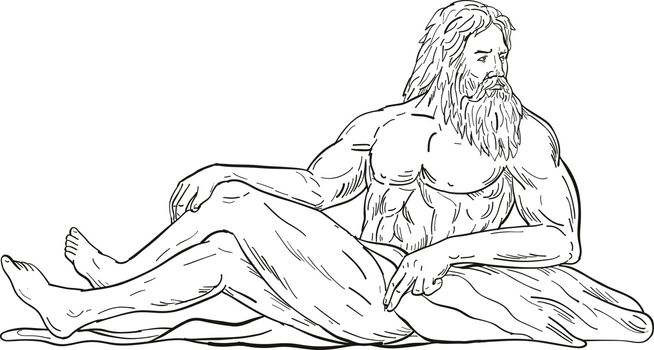 Heracles Reclining Side Drawing Black and White