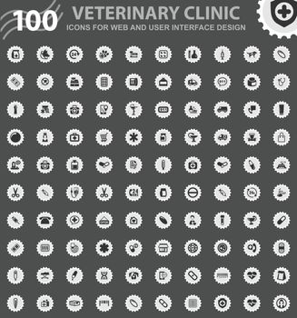 Veterinary clinic icons set