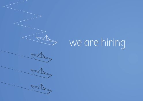 we are hiring with a folded paper boat