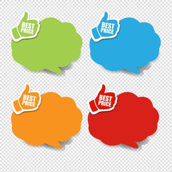 Colorful Speech Bubble Best Price Transparent Background With Gradient Mesh, Vector Illustration