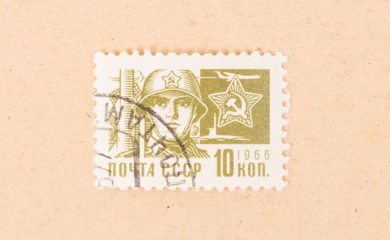 CCCP - CIRCA 1966: A stamp printed in the CCCP shows CCCP milita