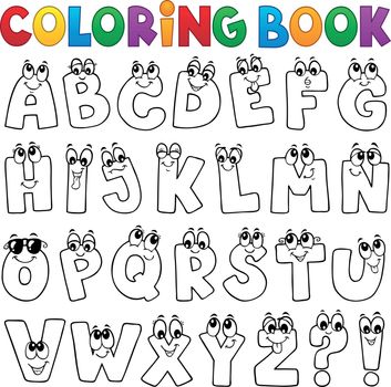 Coloring book cartoon alphabet topic 1