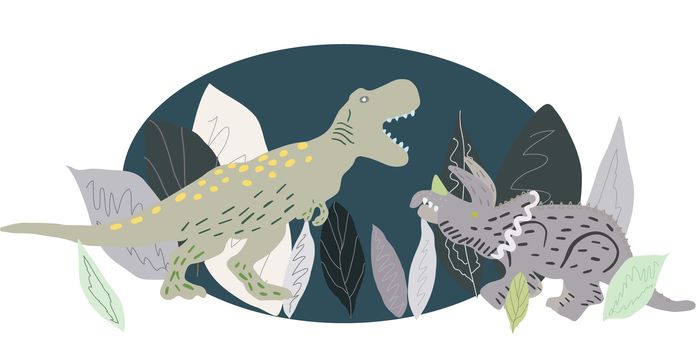 Tyrannosaurus and Triceratops illustration 