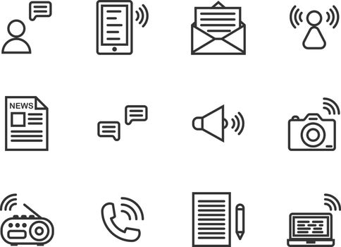 Communication outline icon set