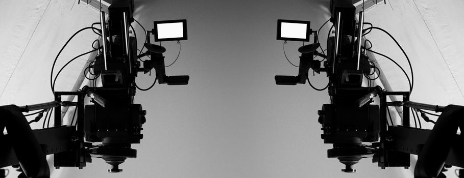 4K high definition video camera monitor on tripod