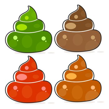 Set of Cartoon Brown Poop. Shit Variations.