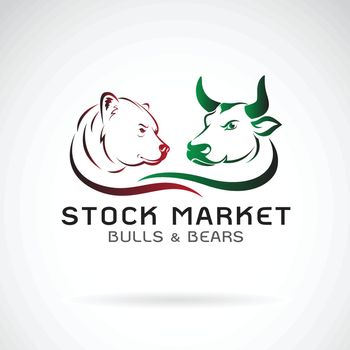 Vector of bull and bear symbols of stock market trends. Stock ma