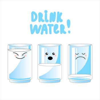 glass of water.drink more water. graphic design concept of the benefits of drinking water, reasons to drink water.