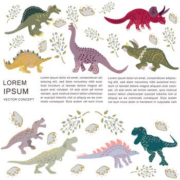 Borders with coloured dinosaurs and space for text