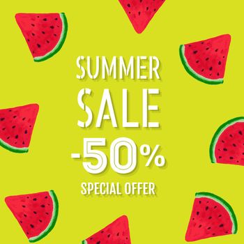 Summer Sale Poster Special Offer With Gradient Mesh, Vector Illustration