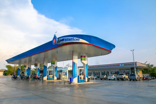Surin, Thailand May 3, 2019: PTT Gas Station. Petroleum Authority of Thailand.