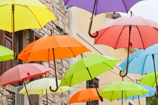 Novigrad, Istria, Croatia - Umbrellas in the streets of Novigrad