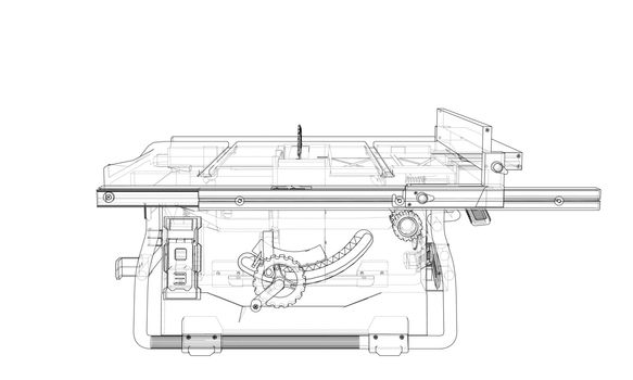 Outline table saw for woodwork vector
