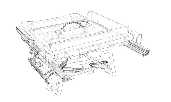Outline table saw for woodwork vector