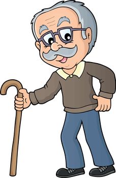 Grandpa with walking stick image 1