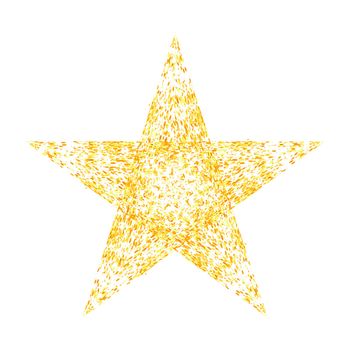 Gold Star Isolated on White Background. Yellow Starry Pattern
