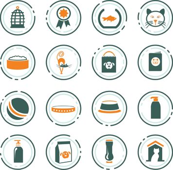 Goods for pets color vector icons for user interface design