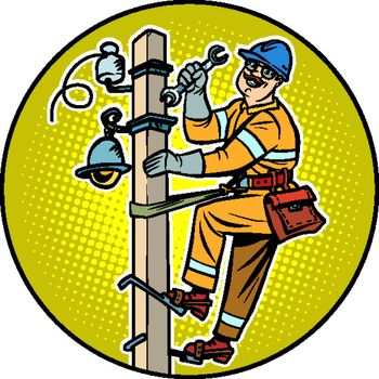 electrician on the power pole