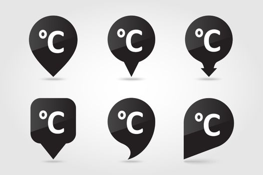 Degrees Celsius pin map icon. Meteorology. Weather
