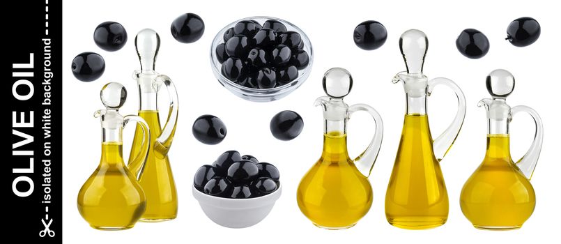 Olive oil isolated on white background with clipping path