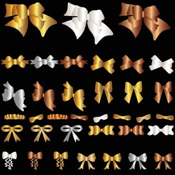 Set of various luxury golden bows