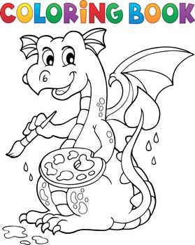 Coloring book painting dragon theme 1