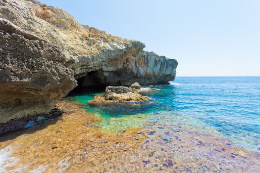 Apulia, Grotto Verde - Turquoise water at the coastline of Grott