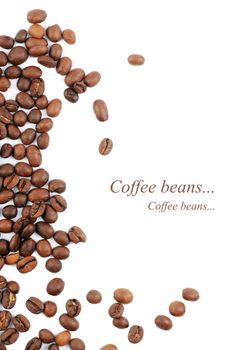 The coffee beans isolated on white background