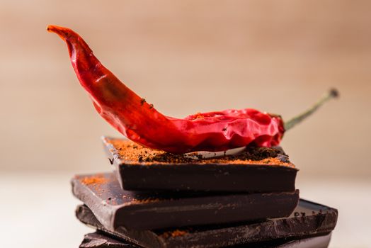 Chili on the chocolate stack