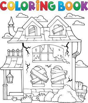 Coloring book derelict house theme 1