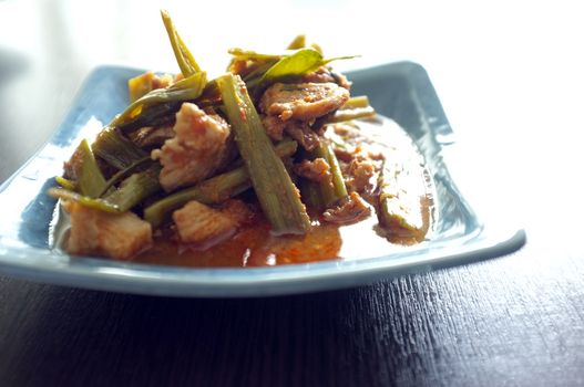  Stir Fried Pork and Thai morning glory with Red Curry 