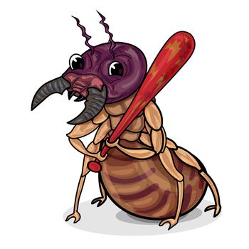 Character design of funny termite hold a red club