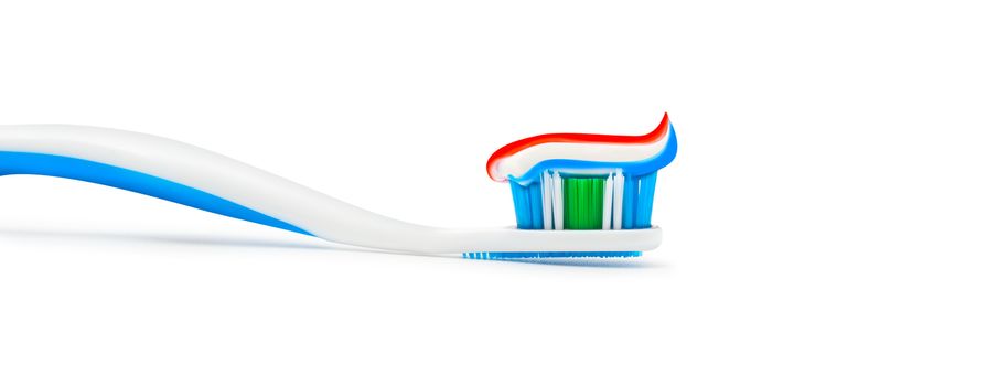Toothpaste toothbrush isolated on white background
