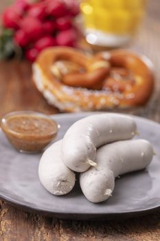 bavarian white sausage with pretzel 