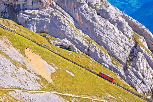 Mount Pilatus descent on worlds steepest cogwheel railway