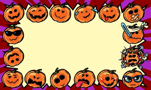 Emotional Halloween pumpkin holiday frame background
