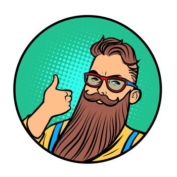 bearded hipster thumb up gesture