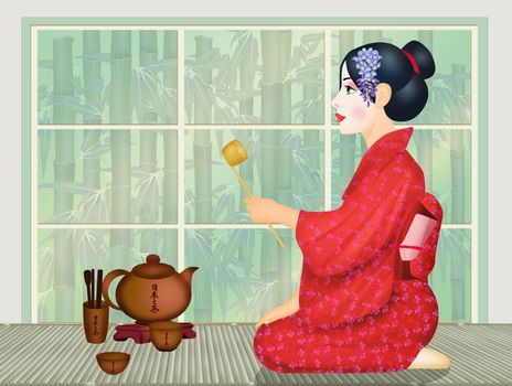 illustration of tea ceremony ritual