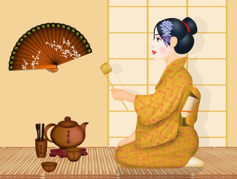 Geisha during the tea ceremony ritual