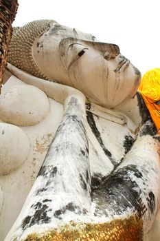 Big reclining buddha statue in Wat Khun Inthapramun temple , Ang