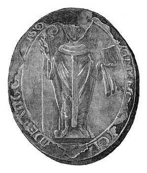 Seal of the archbishop of Canterbury, Anselm, vintage engraving.