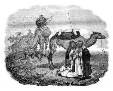 Arab Bedouins, after an engraving of the trip Mr. Leon Delaborde