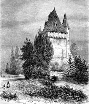 The Donjon of Saintines, in the department of Oise, vintage engr